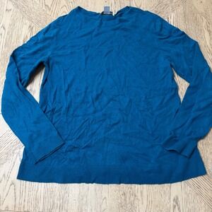 Christopher &‎ Banks Women's Medium Teal Dot Print Crew Neck Long Sleeve Sweater